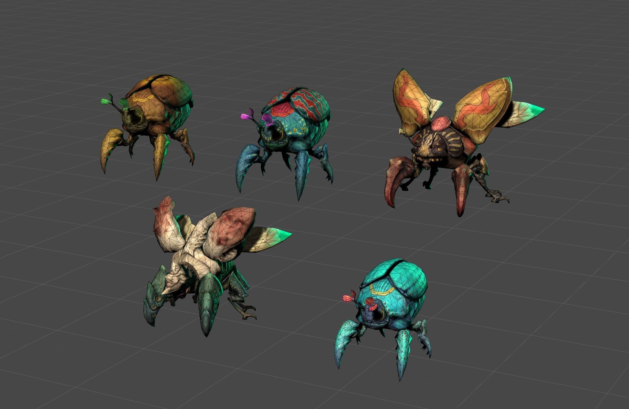Beetle Creature Bug Mutant  Low-poly 3D model_15