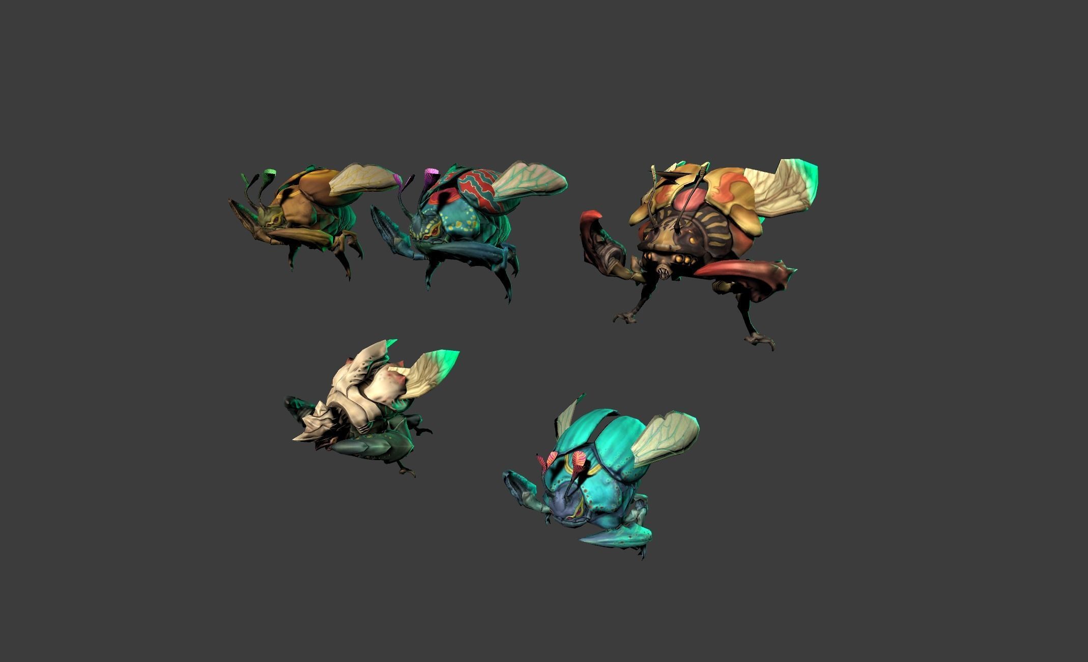 Beetle Creature Bug Mutant  Low-poly 3D model_10