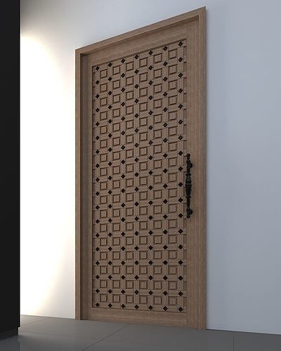 3d Door metal with pattern Low-poly 3D model