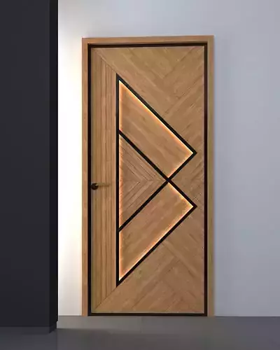 3d door wooden with triangle design