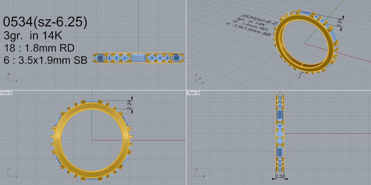 Eternity Rectangle Round Diamond Ring 0534 3D print model_4