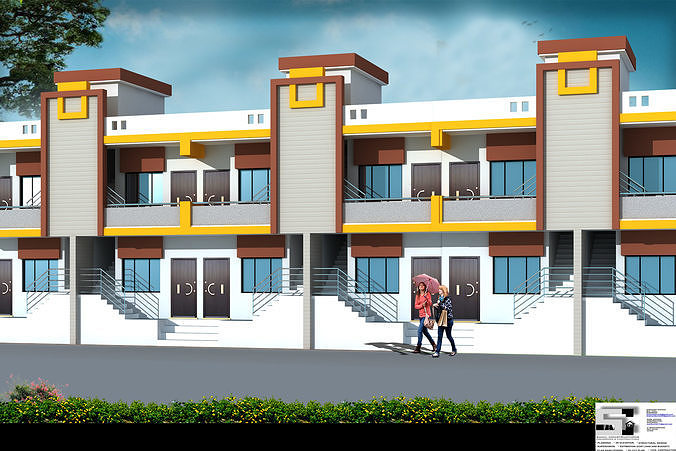 3D elevation of row house 3D print model