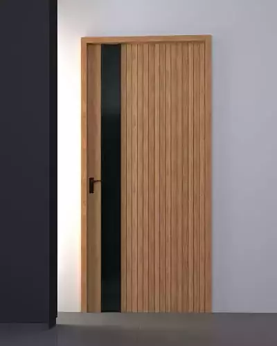 3d door wooden with stripe