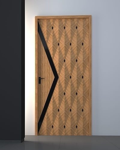 3d door modern wooden design Low-poly 3D model