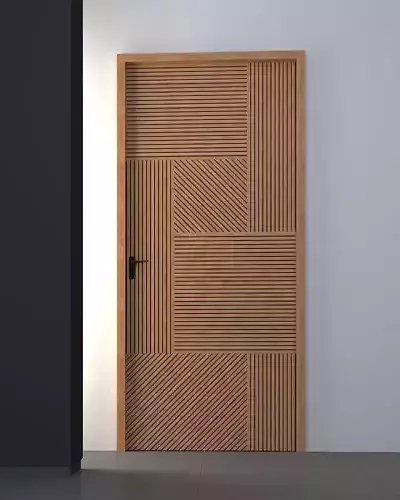3d door wooden with zigzag pattern