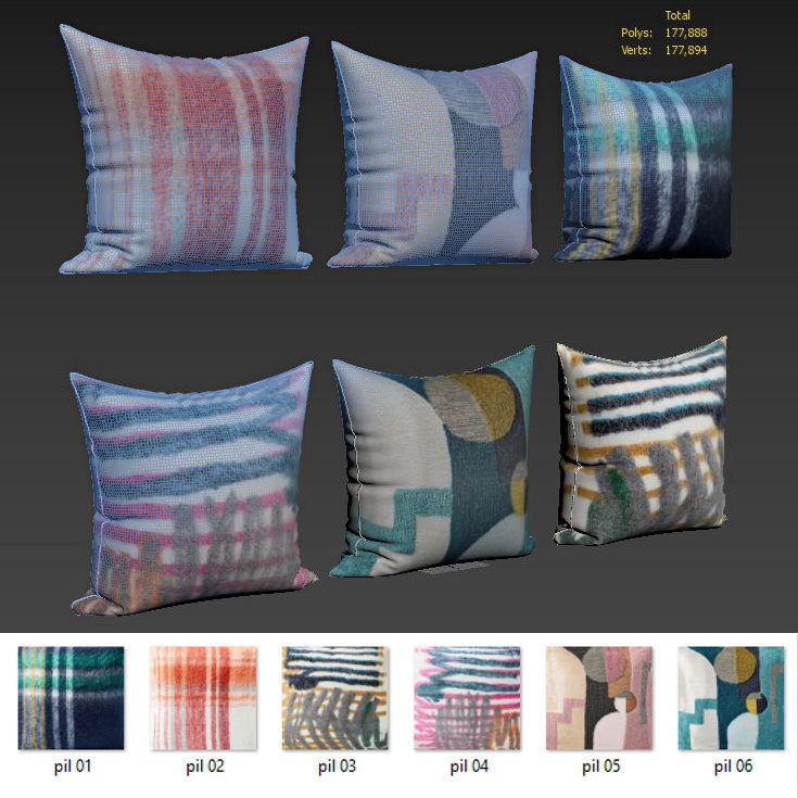 Decorative pillows Houzz set 146 3D model_25