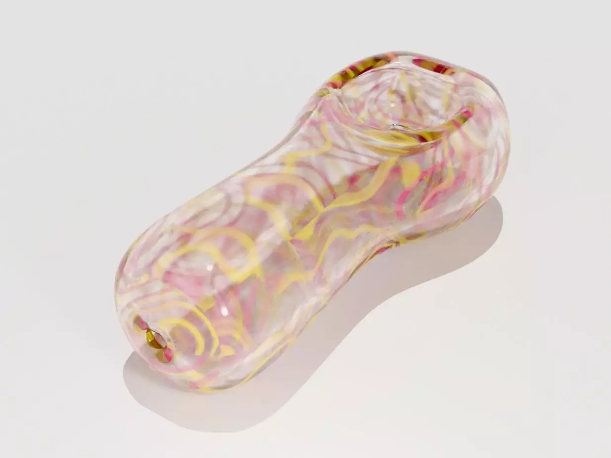 UV UNWRAPPED PBR Glass Pipe with Pink and Yellow Details  Low-poly 3D model_0