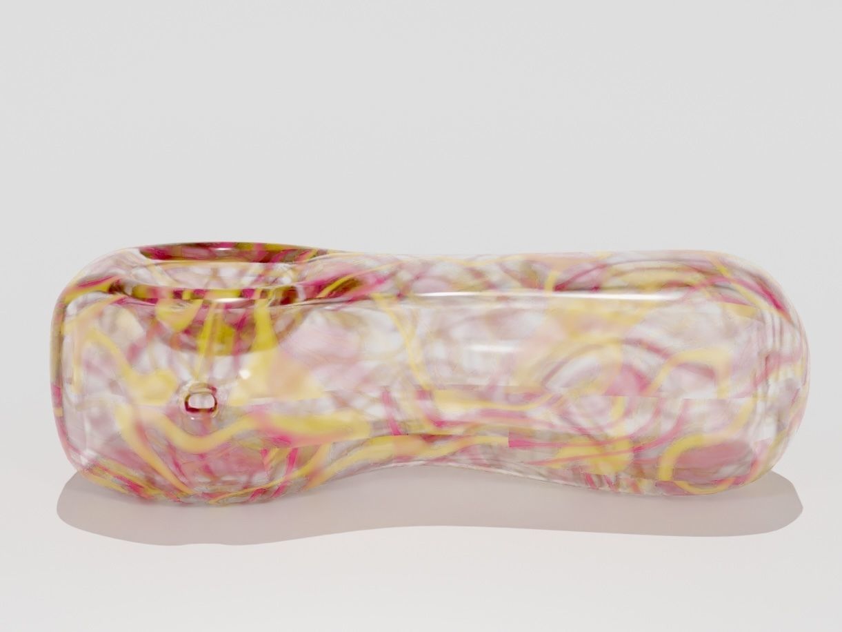 UV UNWRAPPED PBR Glass Pipe with Pink and Yellow Details  Low-poly 3D model_1