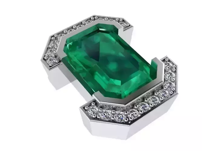Emerald Cut Half Halo Pendant 0546