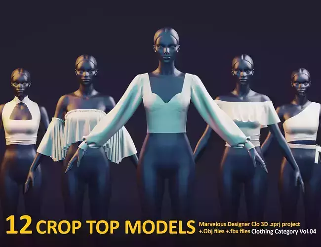 WOMAN CLOTHING  12 CROP TOP  Marvelous Designer  CLO 3D