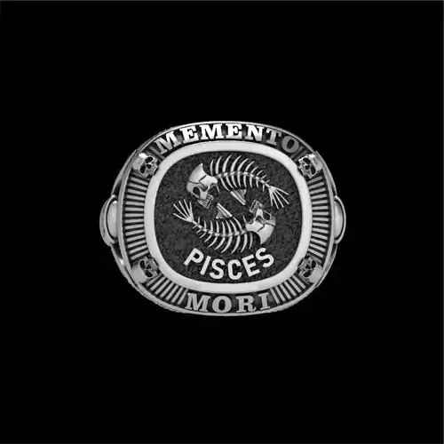 MEMENTO MORI RING PISCES ZODIAC