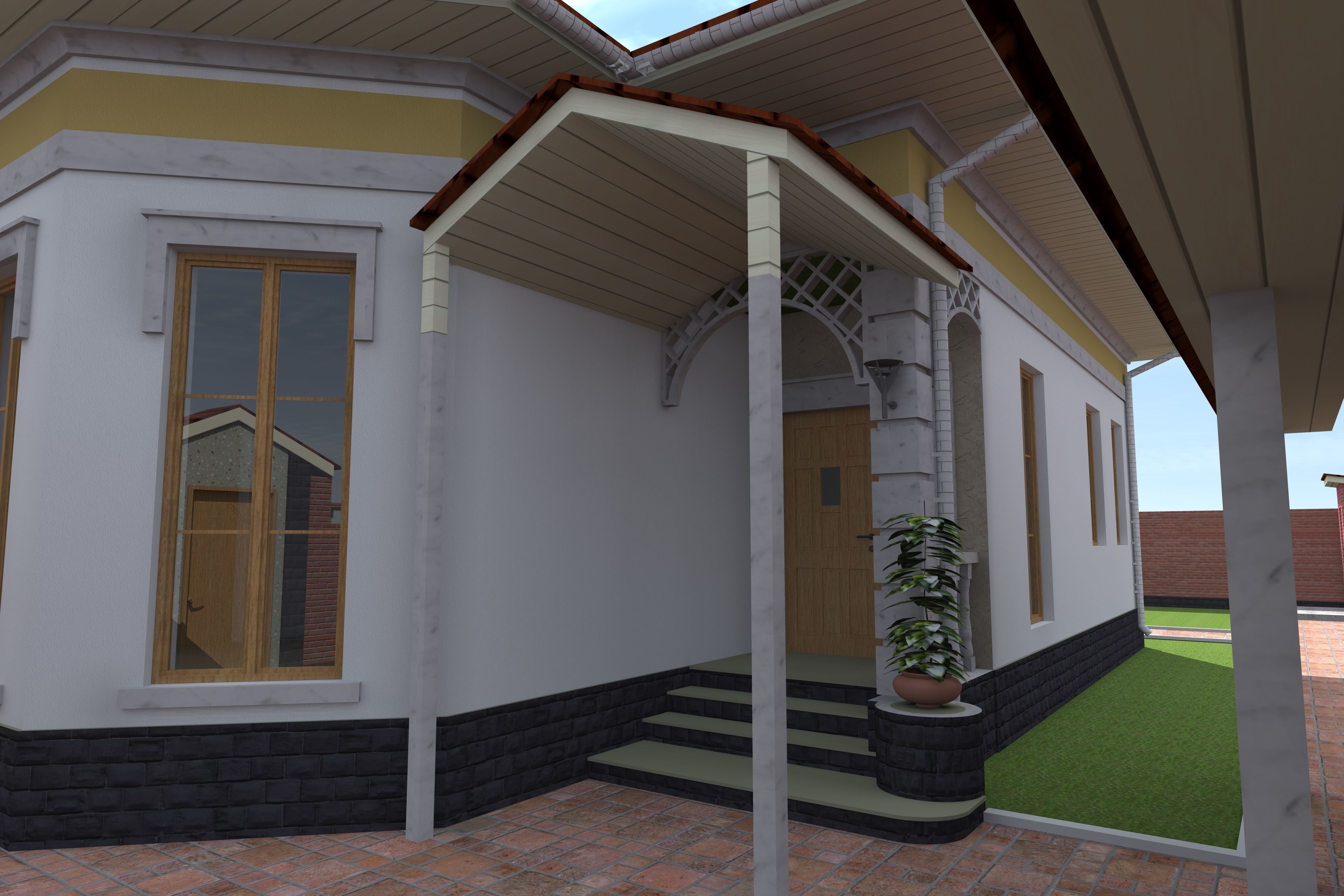 apartment house on plot of land 3D model_6