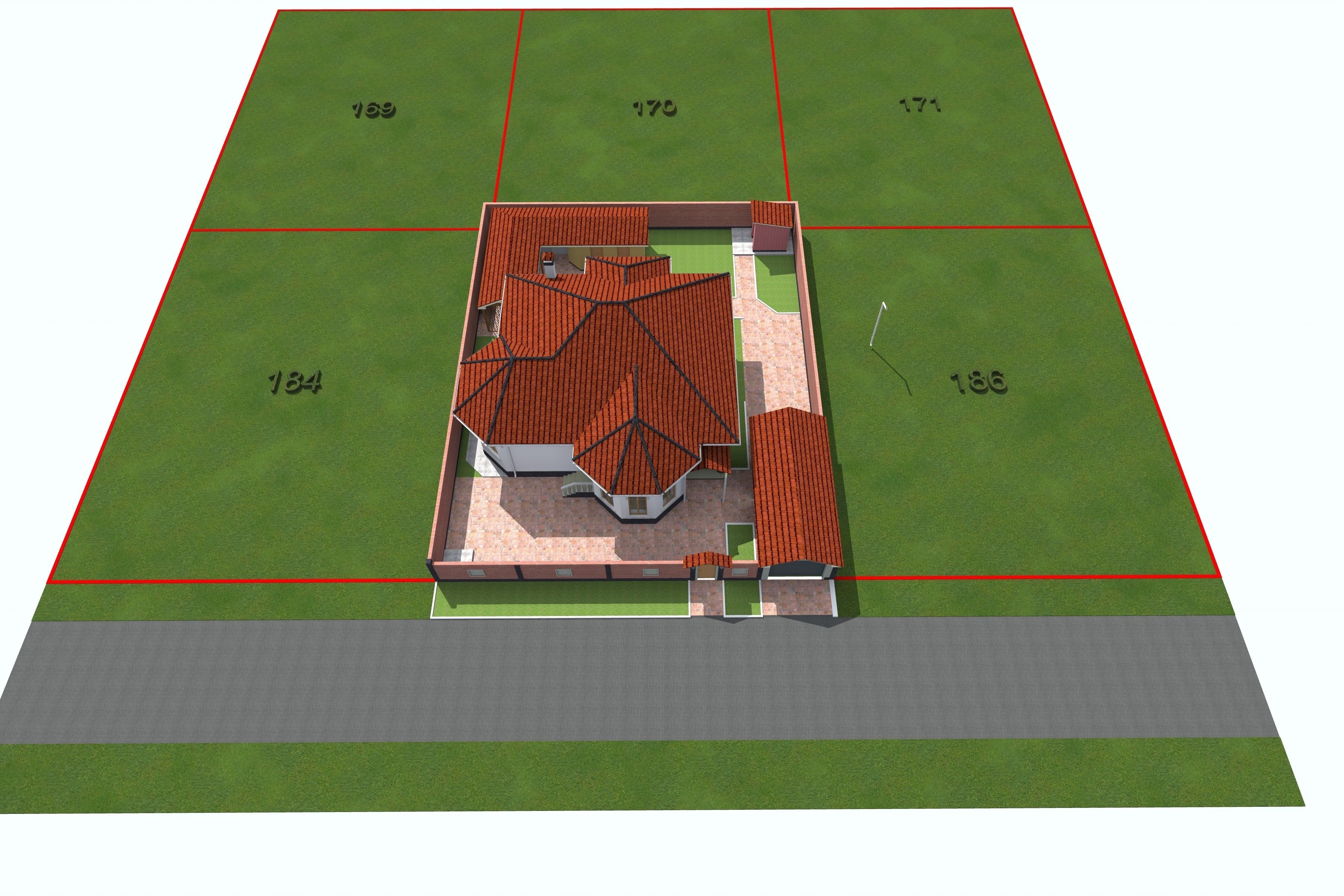 apartment house on plot of land 3D model_4