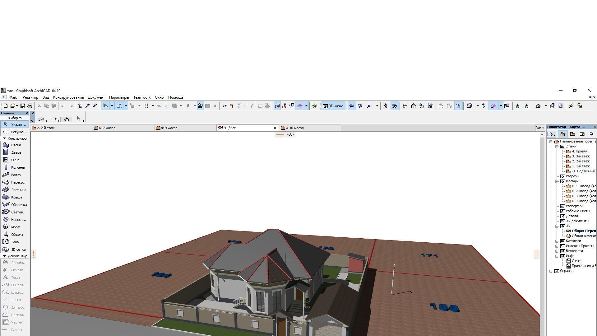 apartment house on plot of land 3D model_8