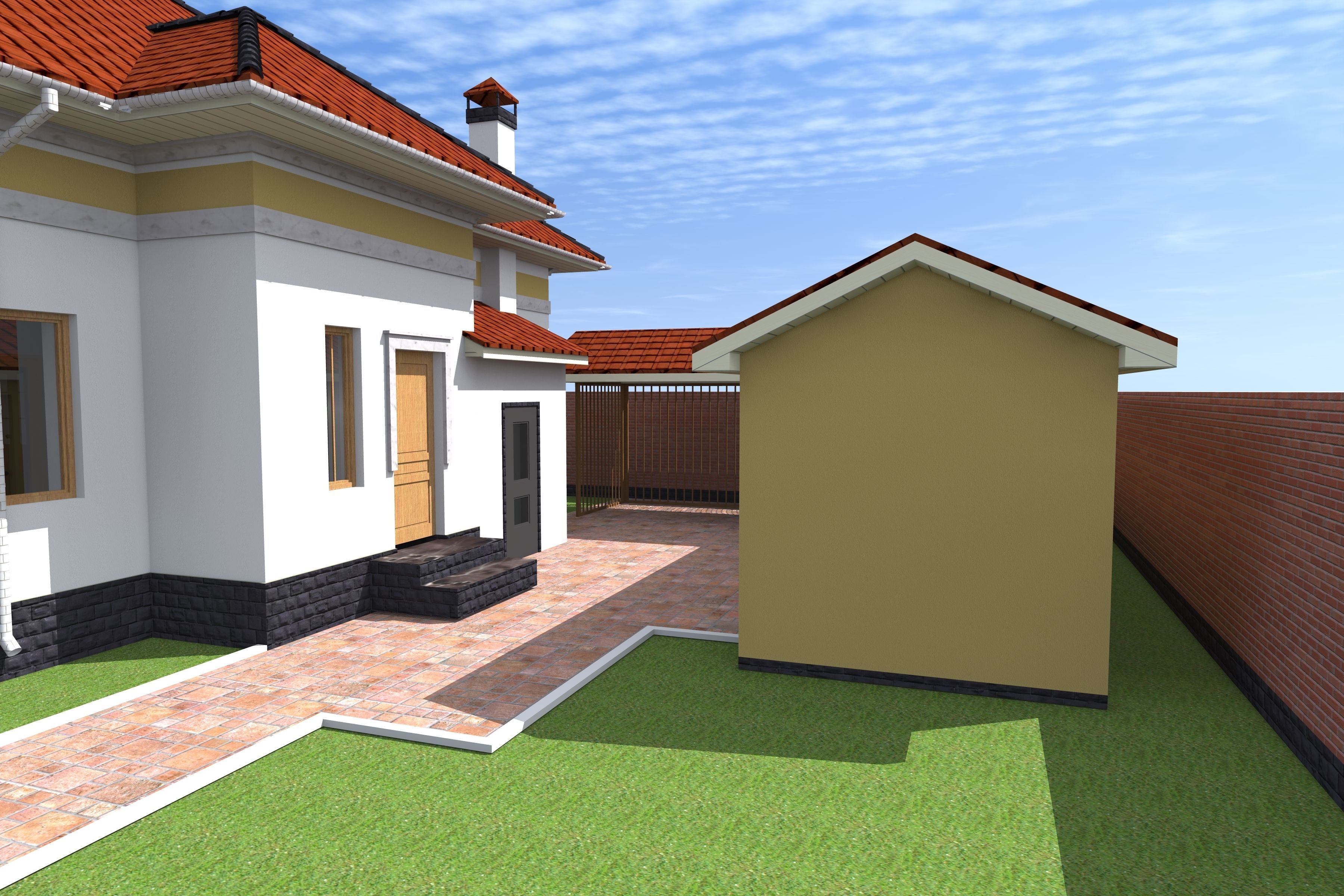 apartment house on plot of land 3D model_5