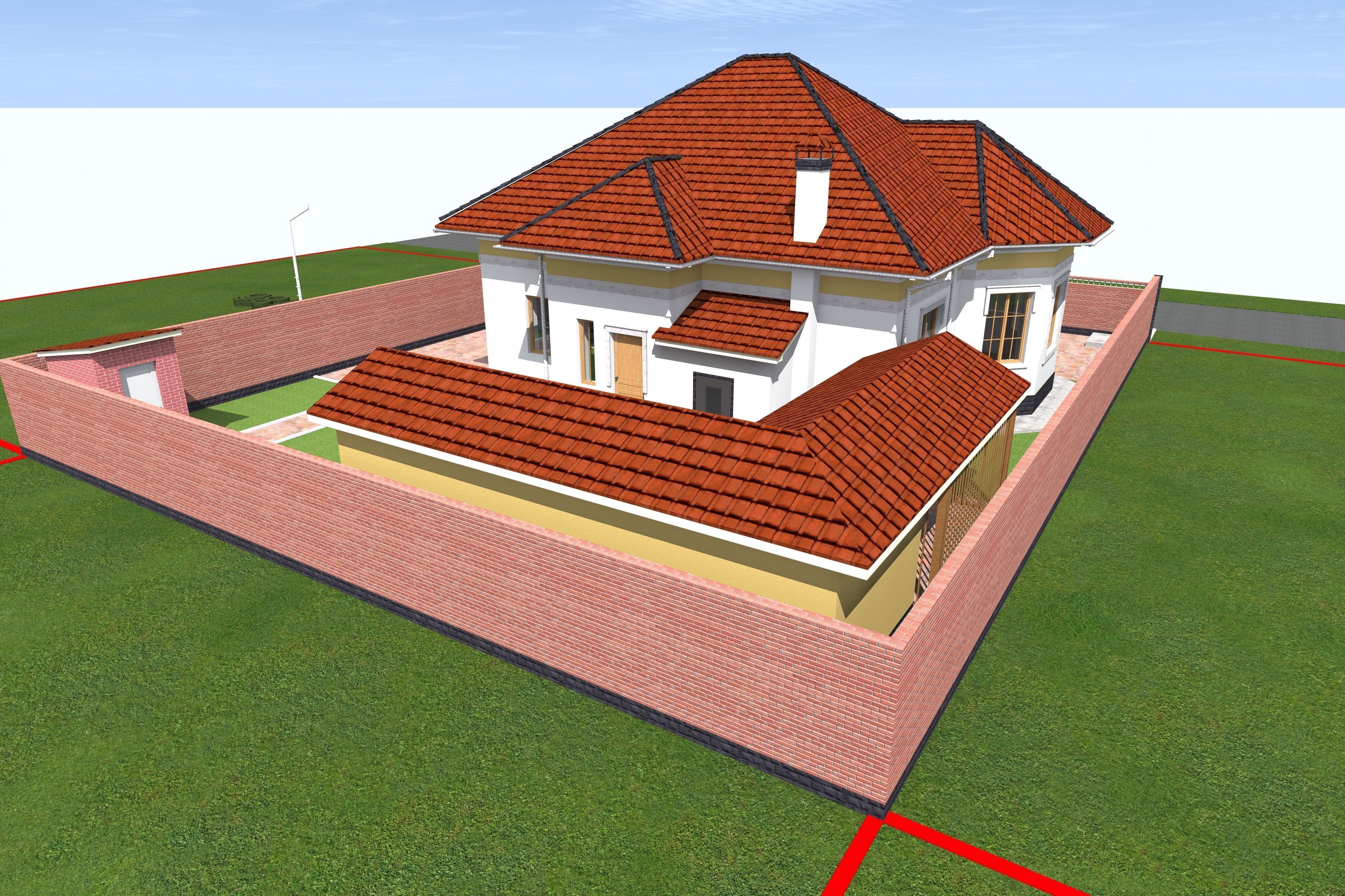 apartment house on plot of land 3D model_2