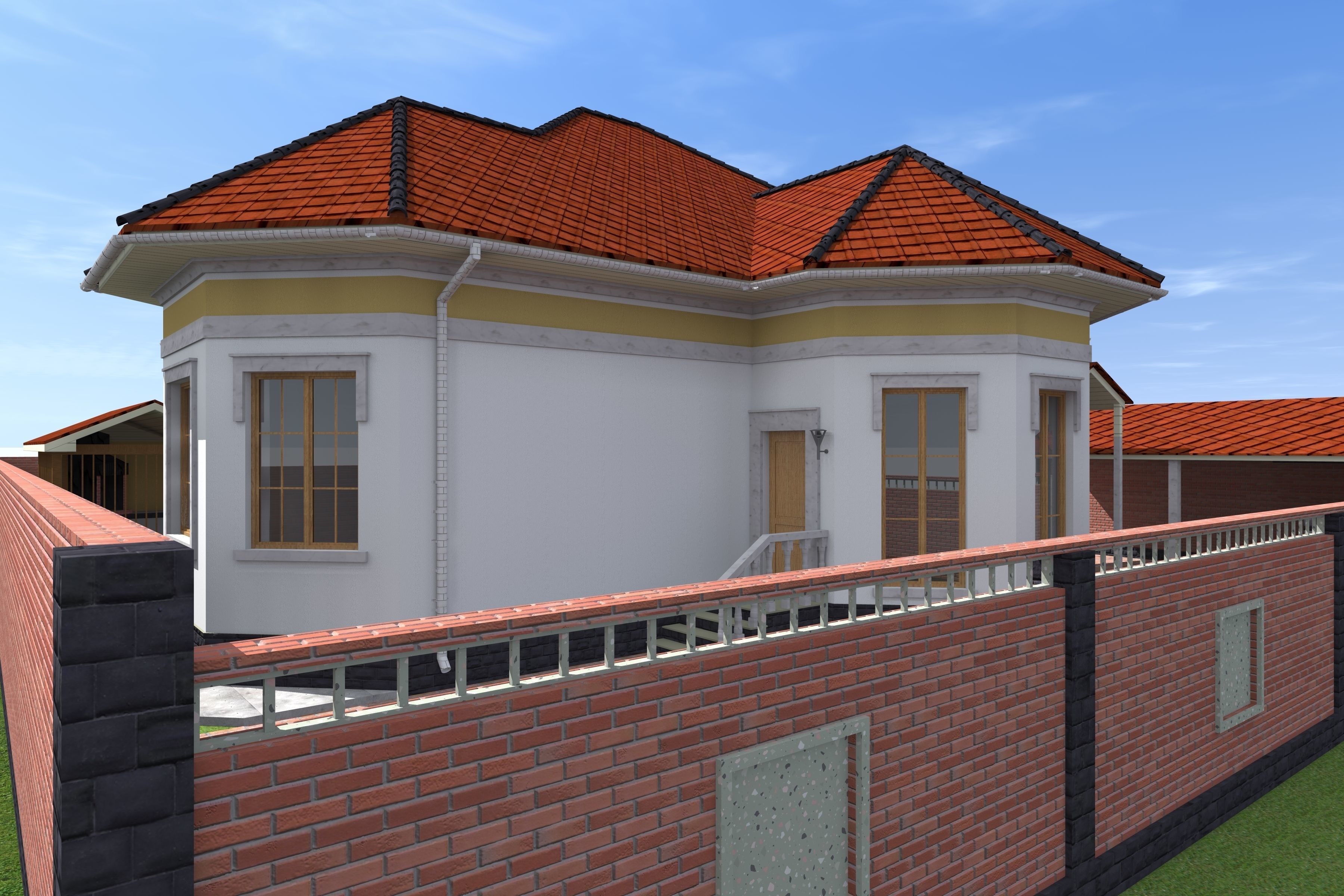 apartment house on plot of land 3D model_7