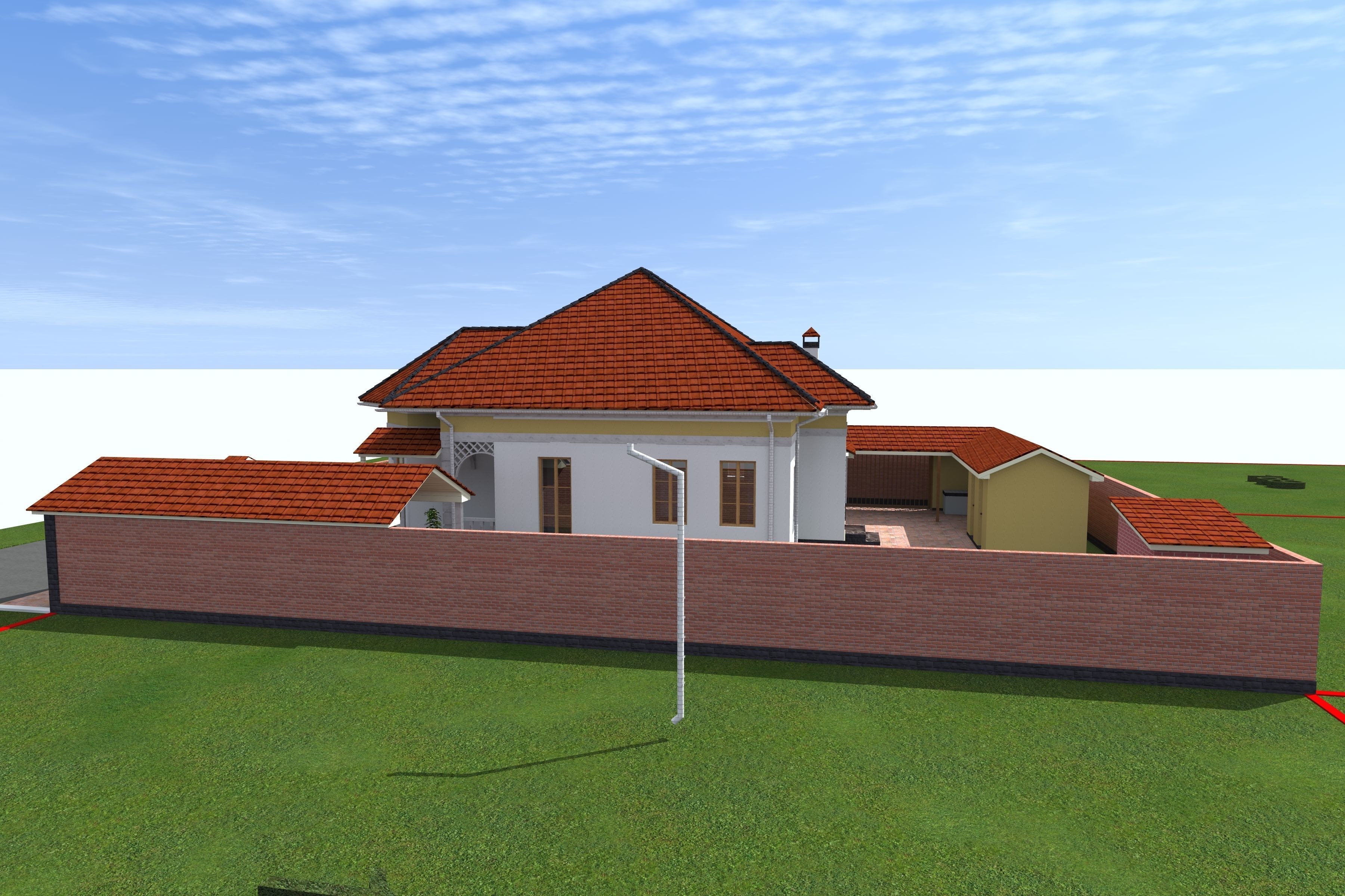 apartment house on plot of land 3D model_3