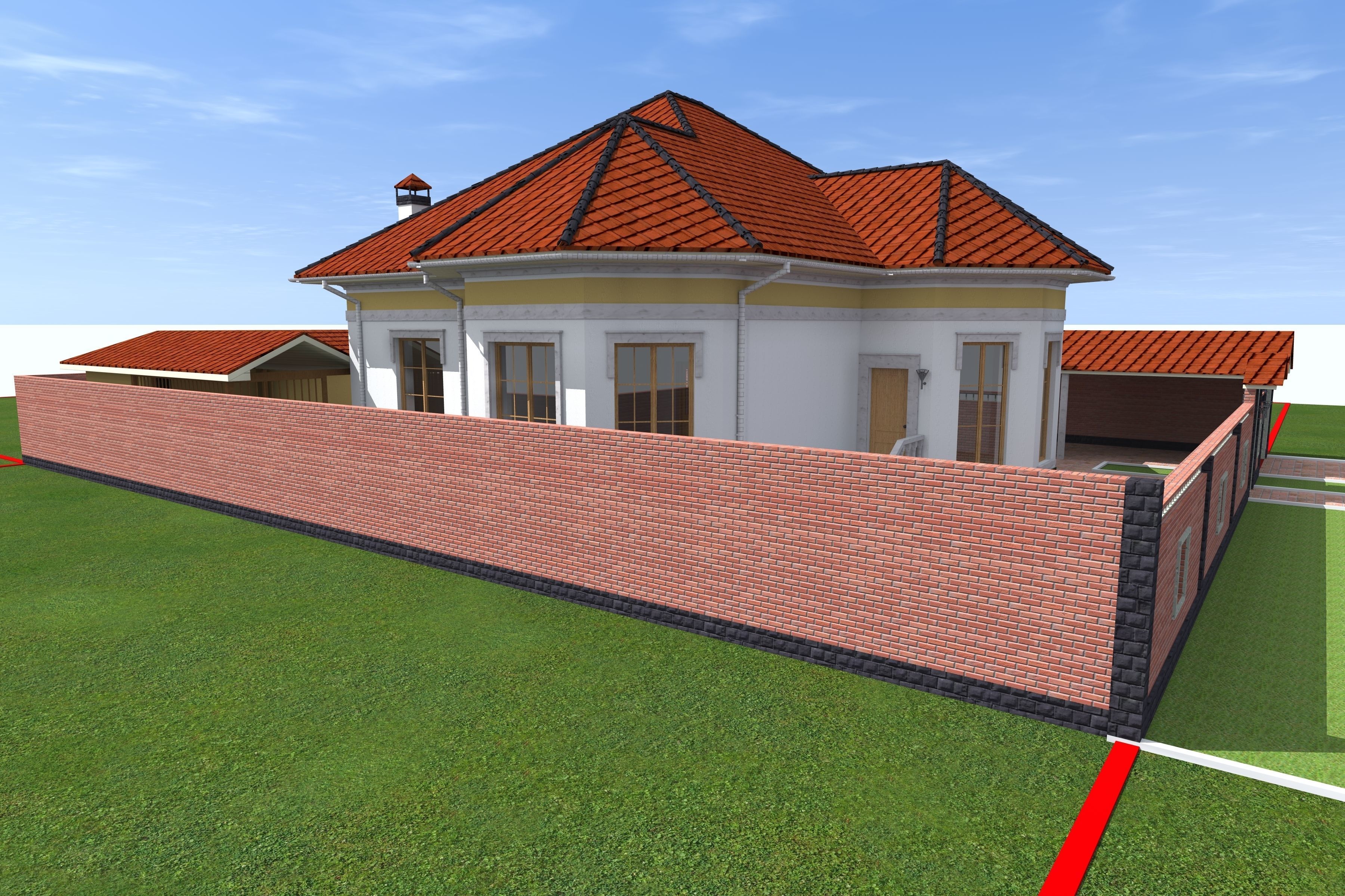 apartment house on plot of land 3D model_1