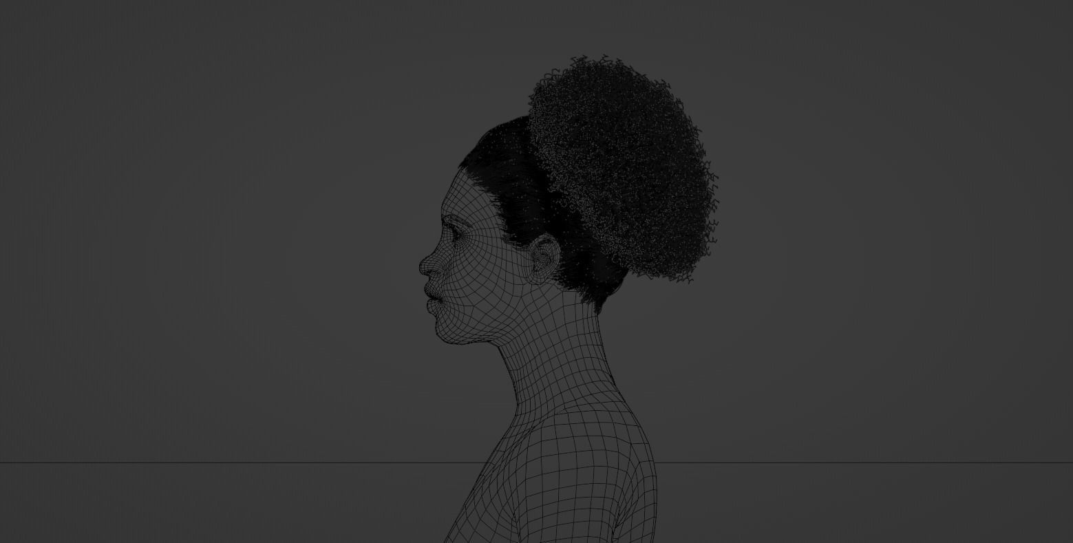 Pony Puff Black Hair 3D model_8