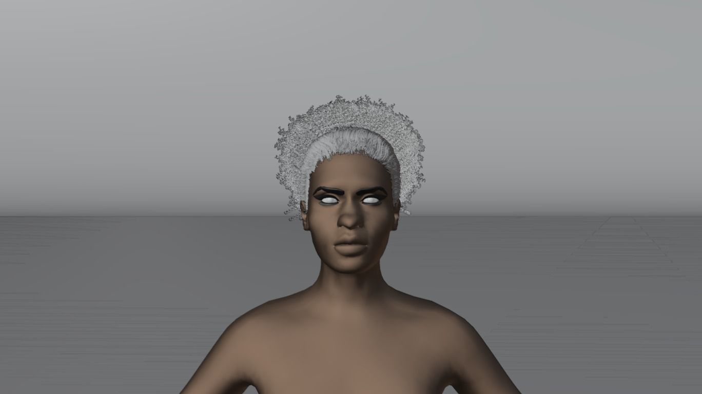 Pony Puff Black Hair 3D model_4
