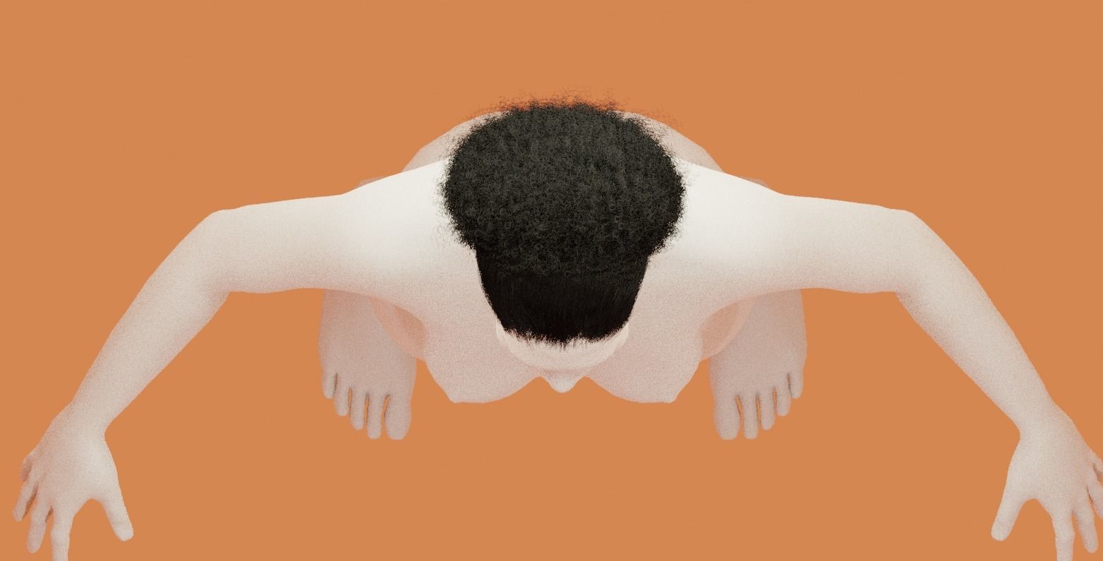 Pony Puff Black Hair 3D model_9