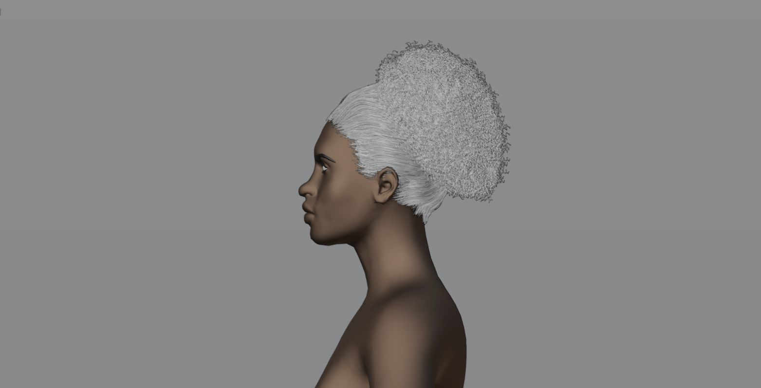 Pony Puff Black Hair 3D model_7