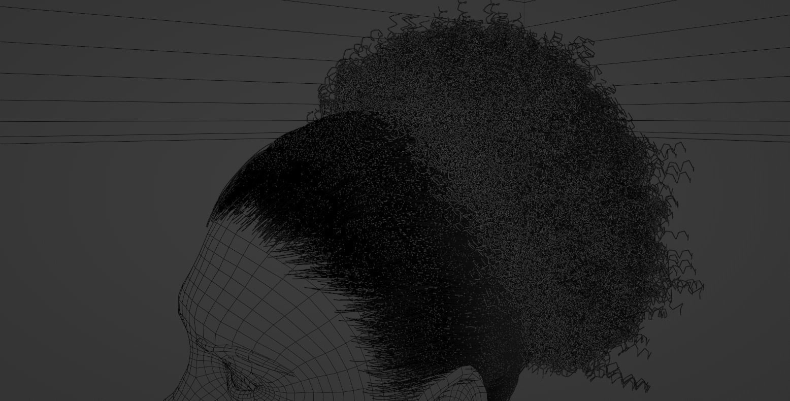 Pony Puff Black Hair 3D model_14