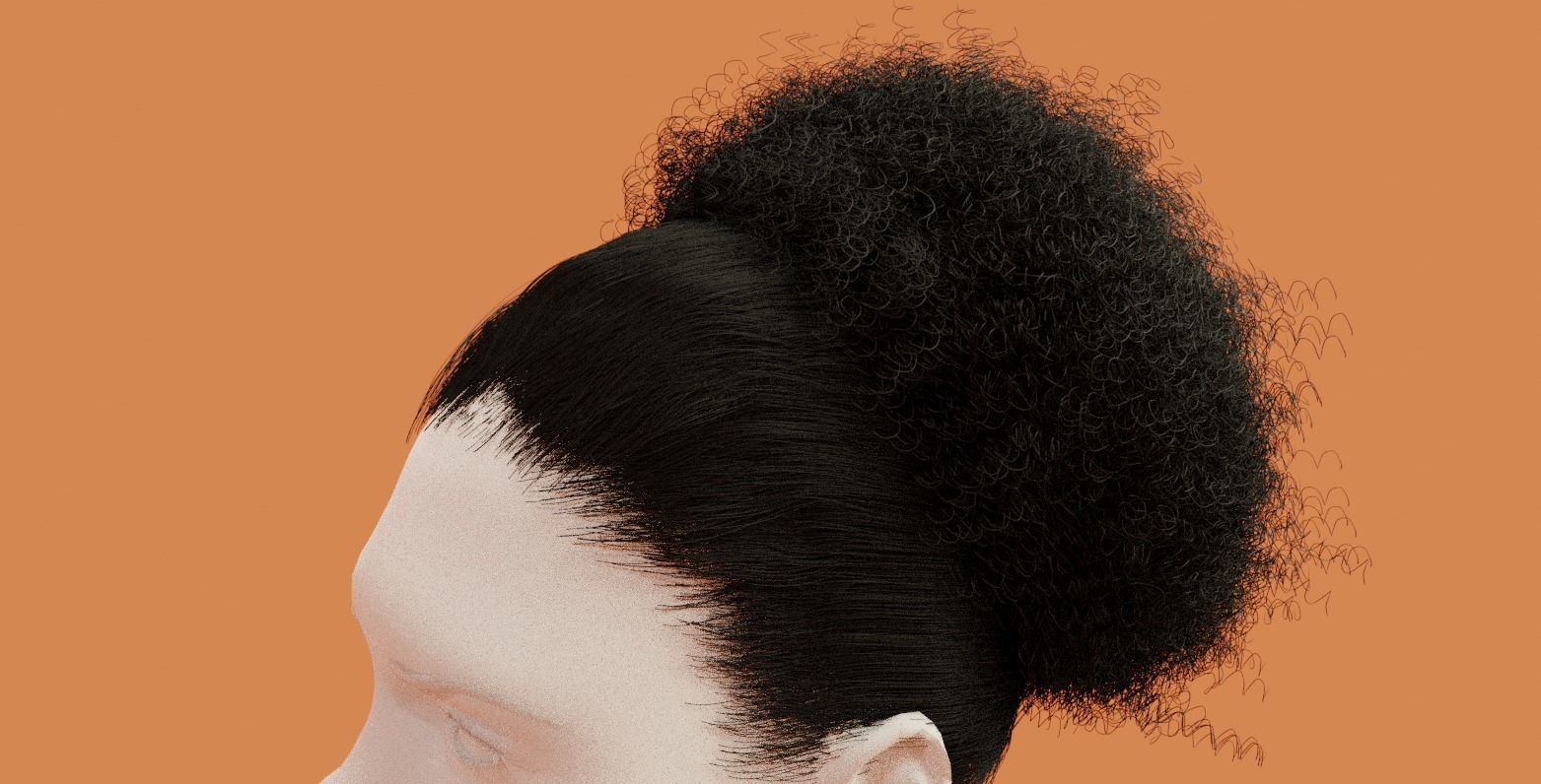 Pony Puff Black Hair 3D model_12