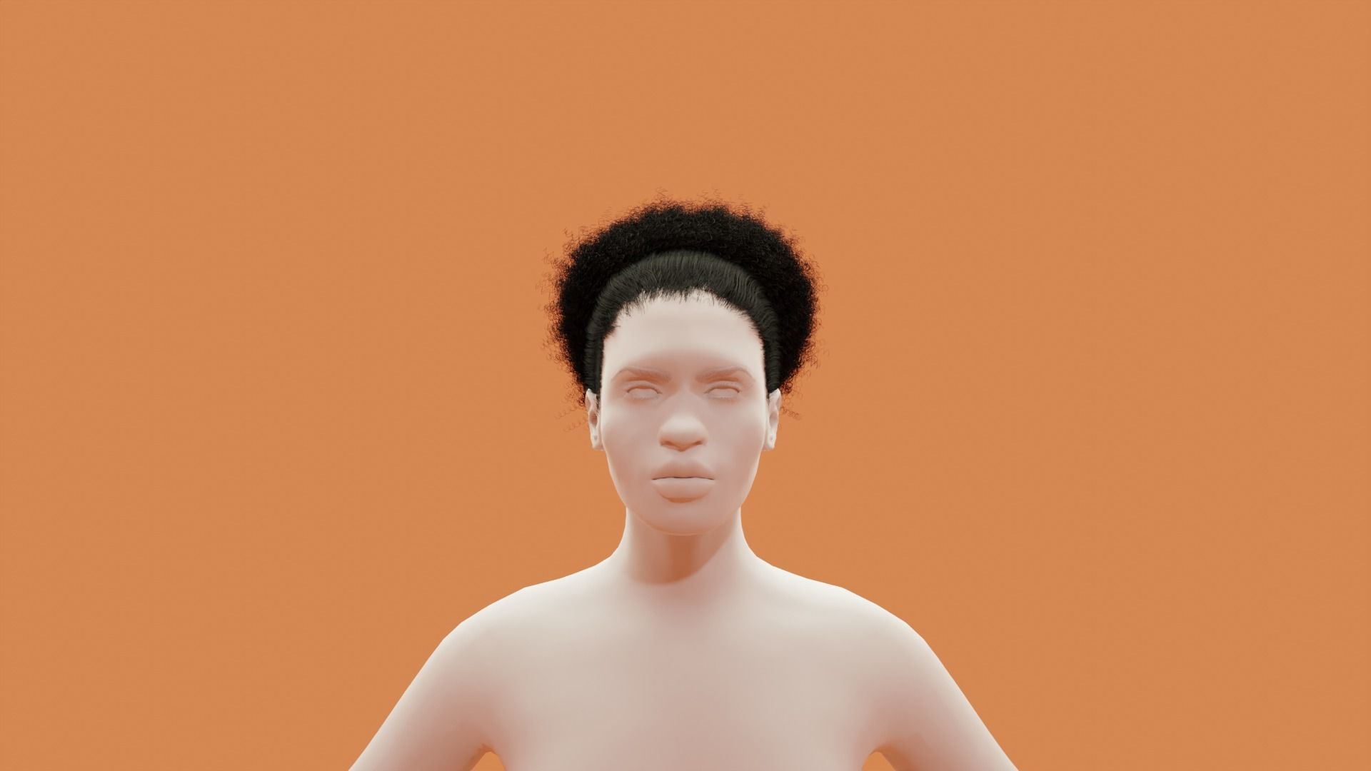 Pony Puff Black Hair 3D model_3