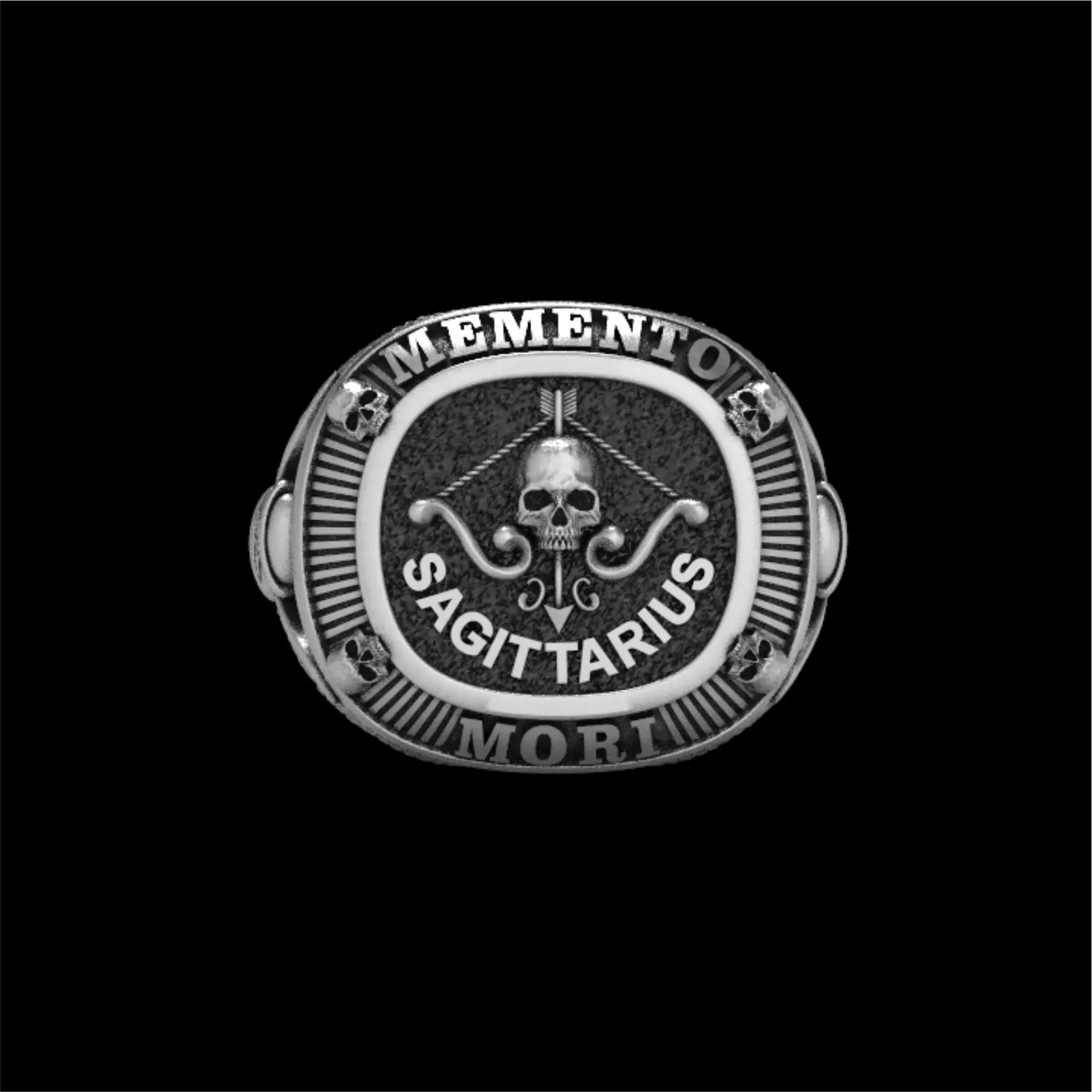 MEMENTO MORI RING SAGITARIUS ZODIAC 3D print model_0