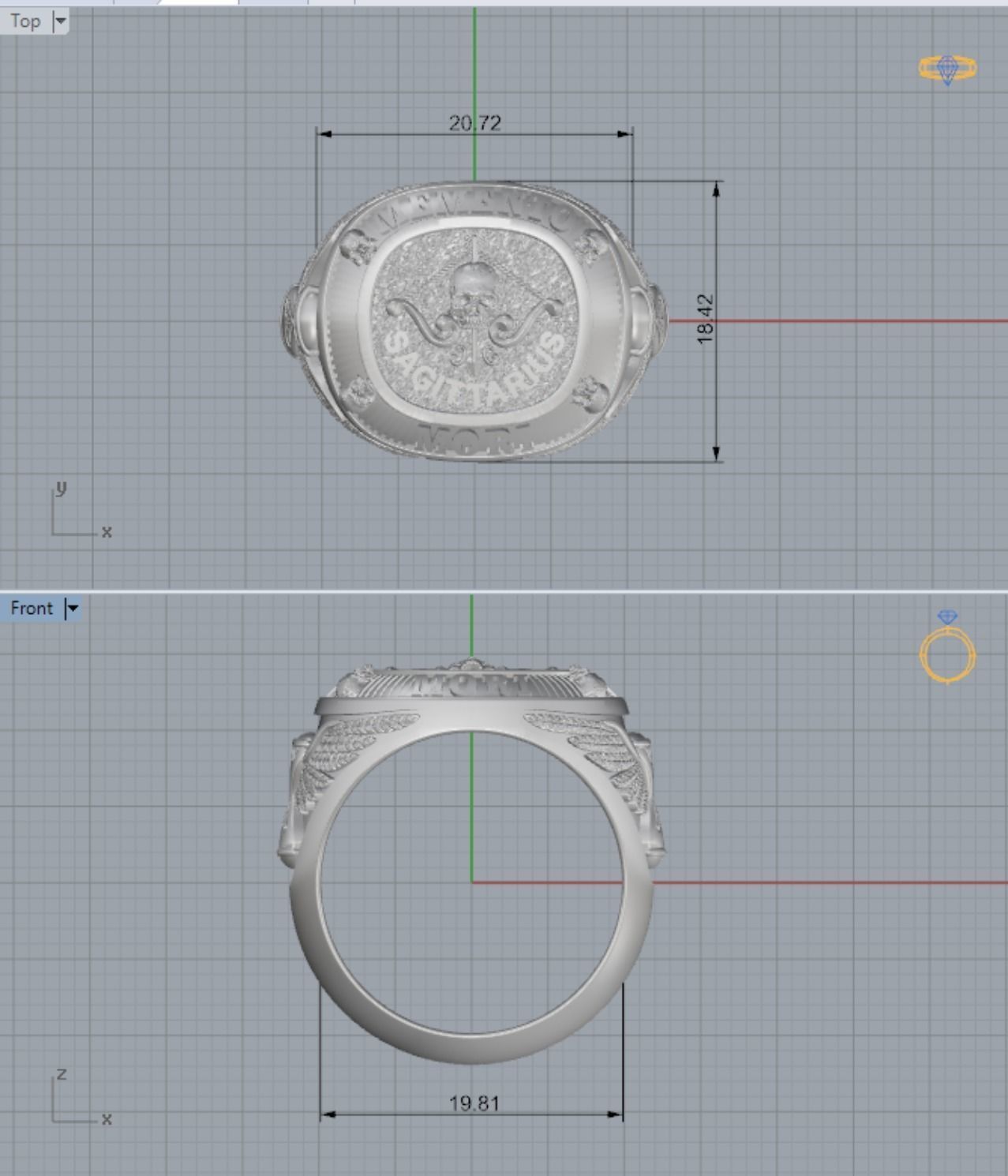 MEMENTO MORI RING SAGITARIUS ZODIAC 3D print model_4