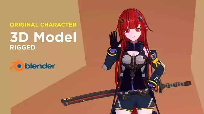 Anime Girl Codename IGNIS Low-poly 3D model