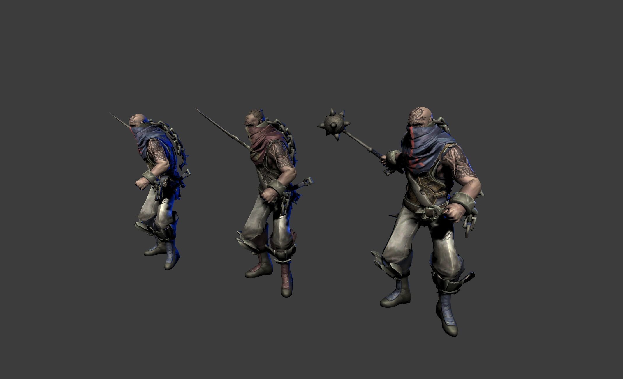 Male Assassin Mutant Dagger  Low-poly 3D model_9