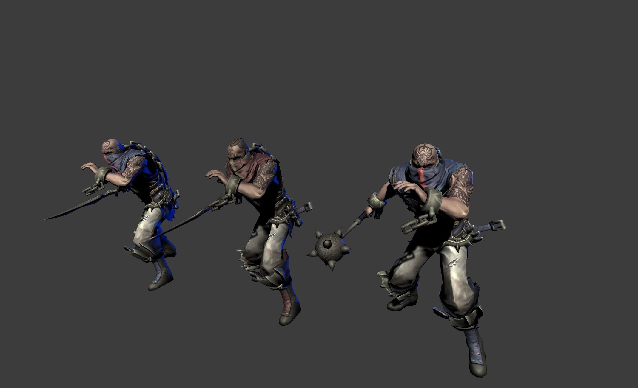 Male Assassin Mutant Dagger  Low-poly 3D model_11