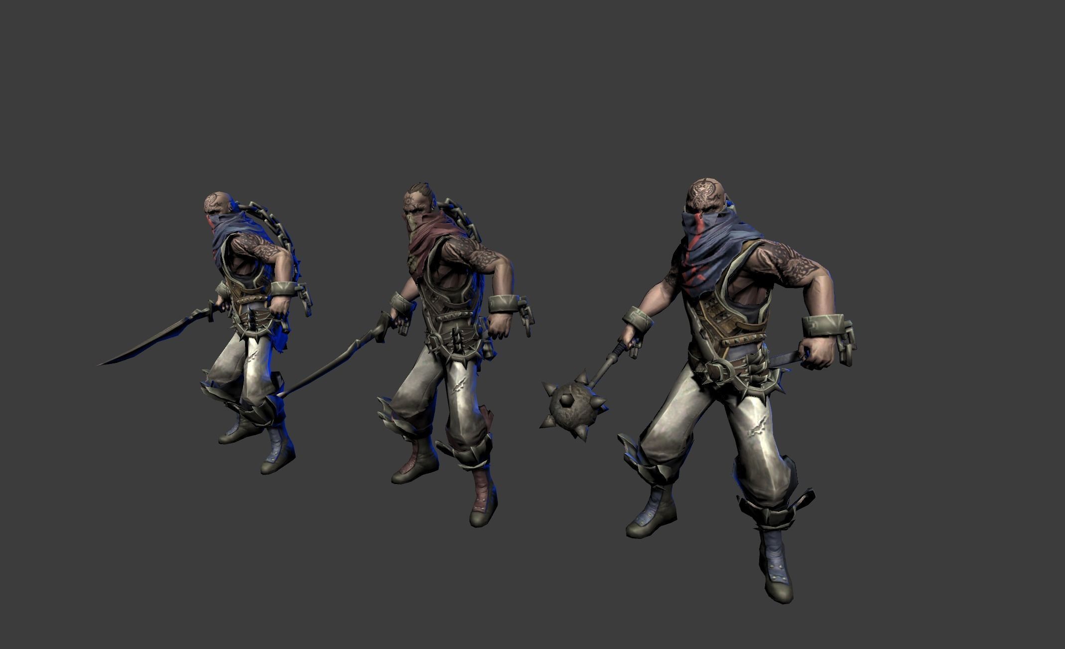 Male Assassin Mutant Dagger  Low-poly 3D model_13