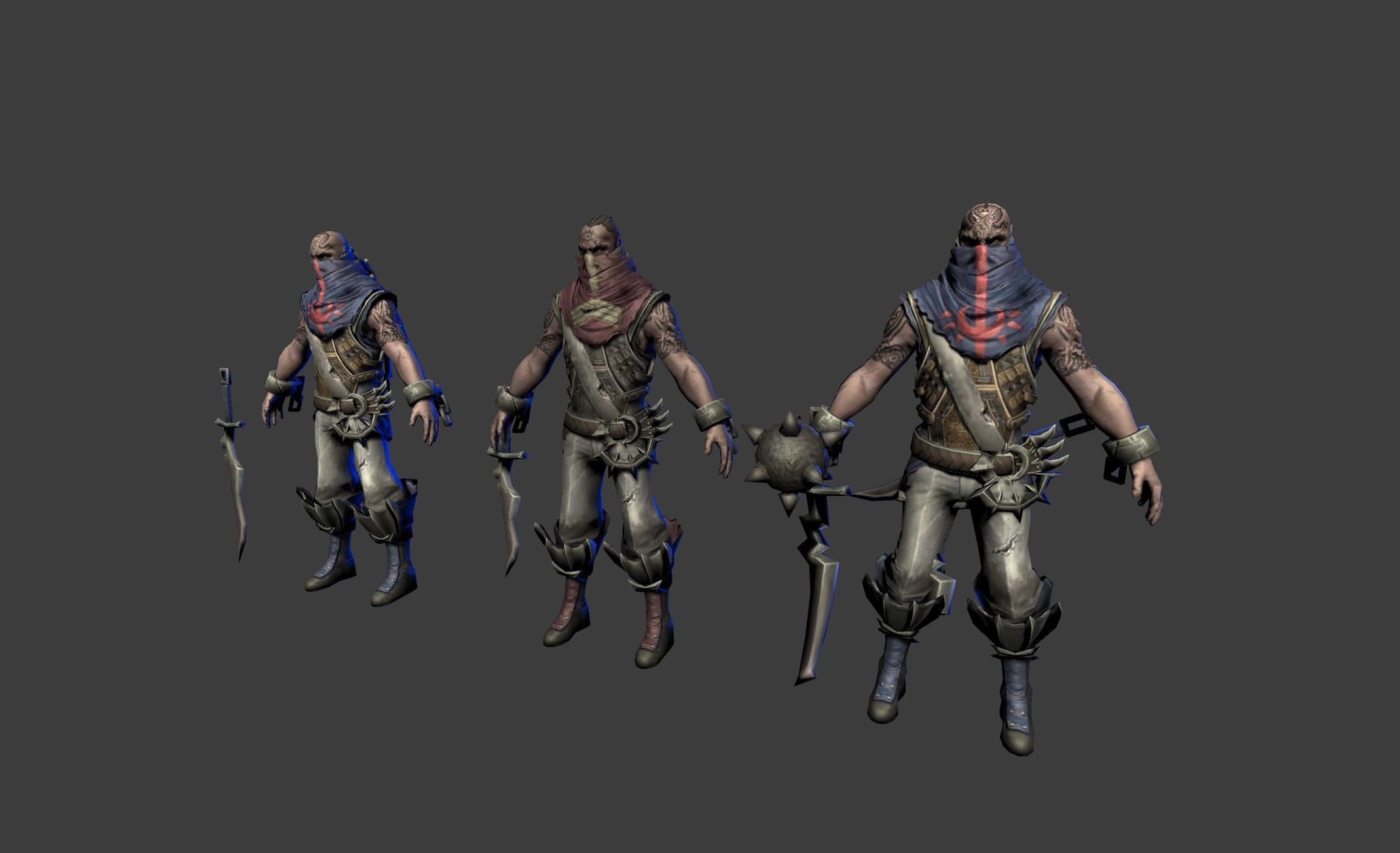 Male Assassin Mutant Dagger  Low-poly 3D model_8