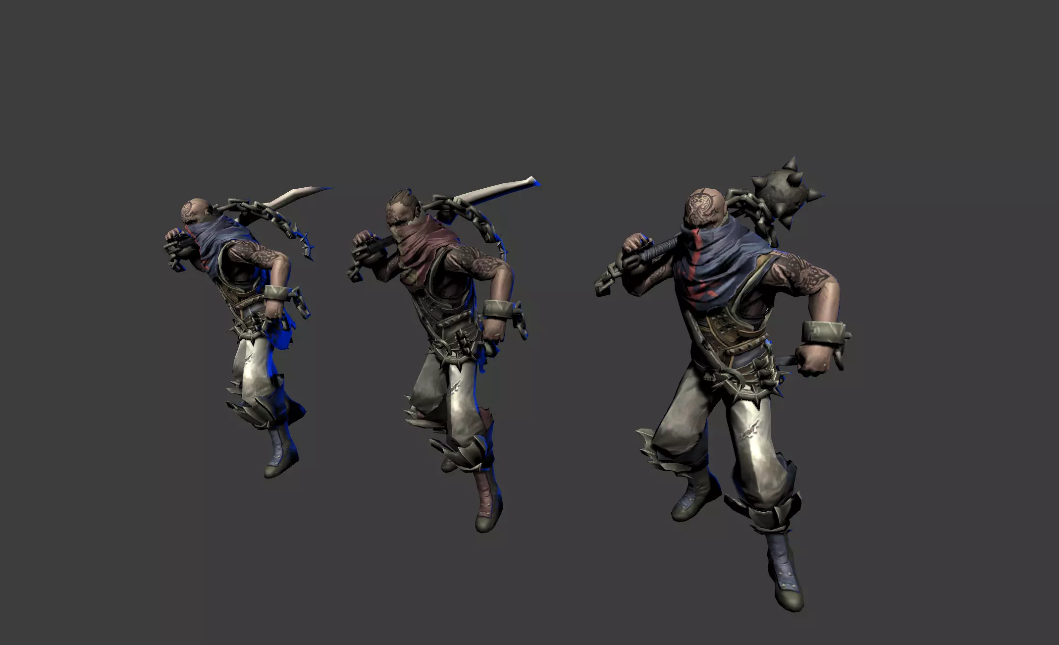 Male Assassin Mutant Dagger  Low-poly 3D model_0