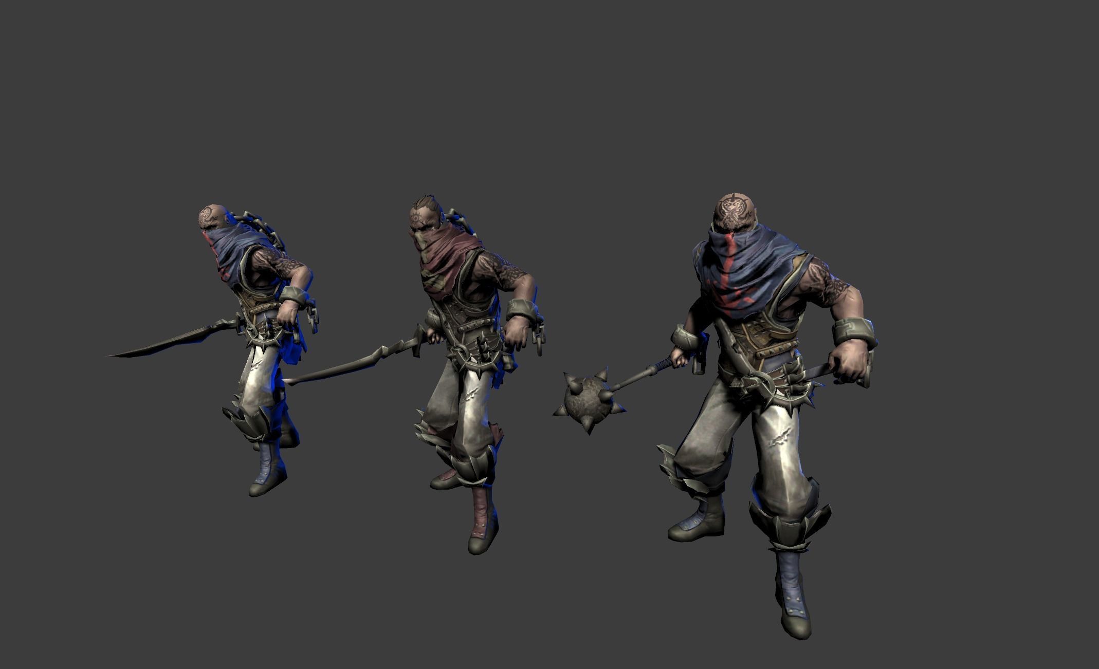 Male Assassin Mutant Dagger  Low-poly 3D model_16