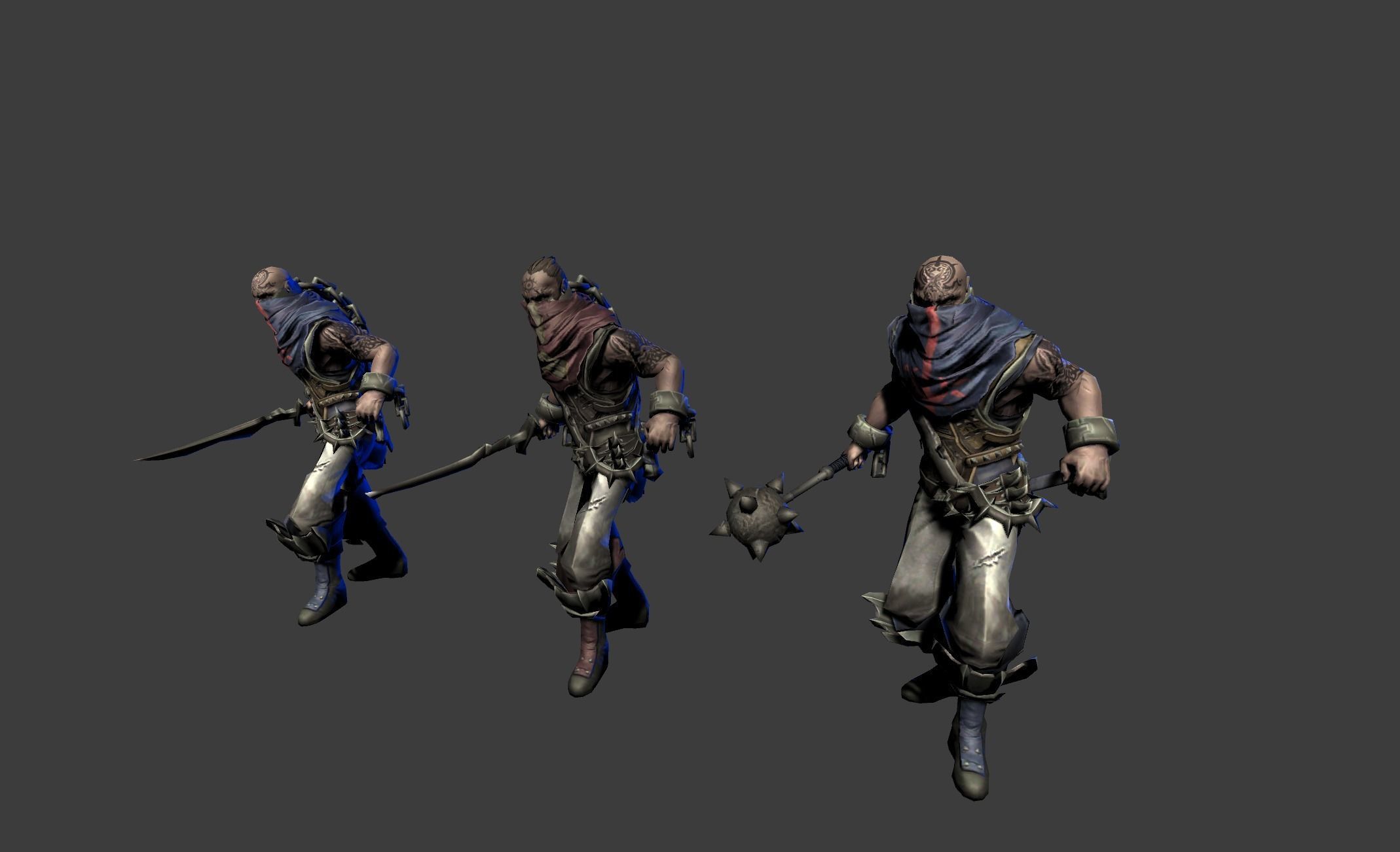 Male Assassin Mutant Dagger  Low-poly 3D model_10