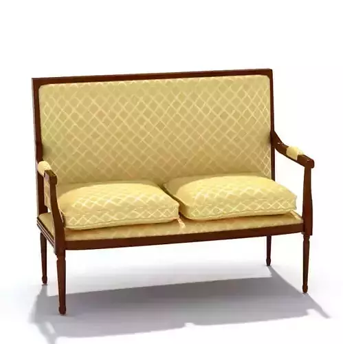 Stylish Classic Gold Cushioned  Bench 3D model
