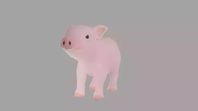 Cartoony piglet and low poly version 