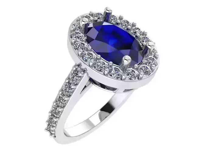 Oval Halo Cathedral Ring 0559