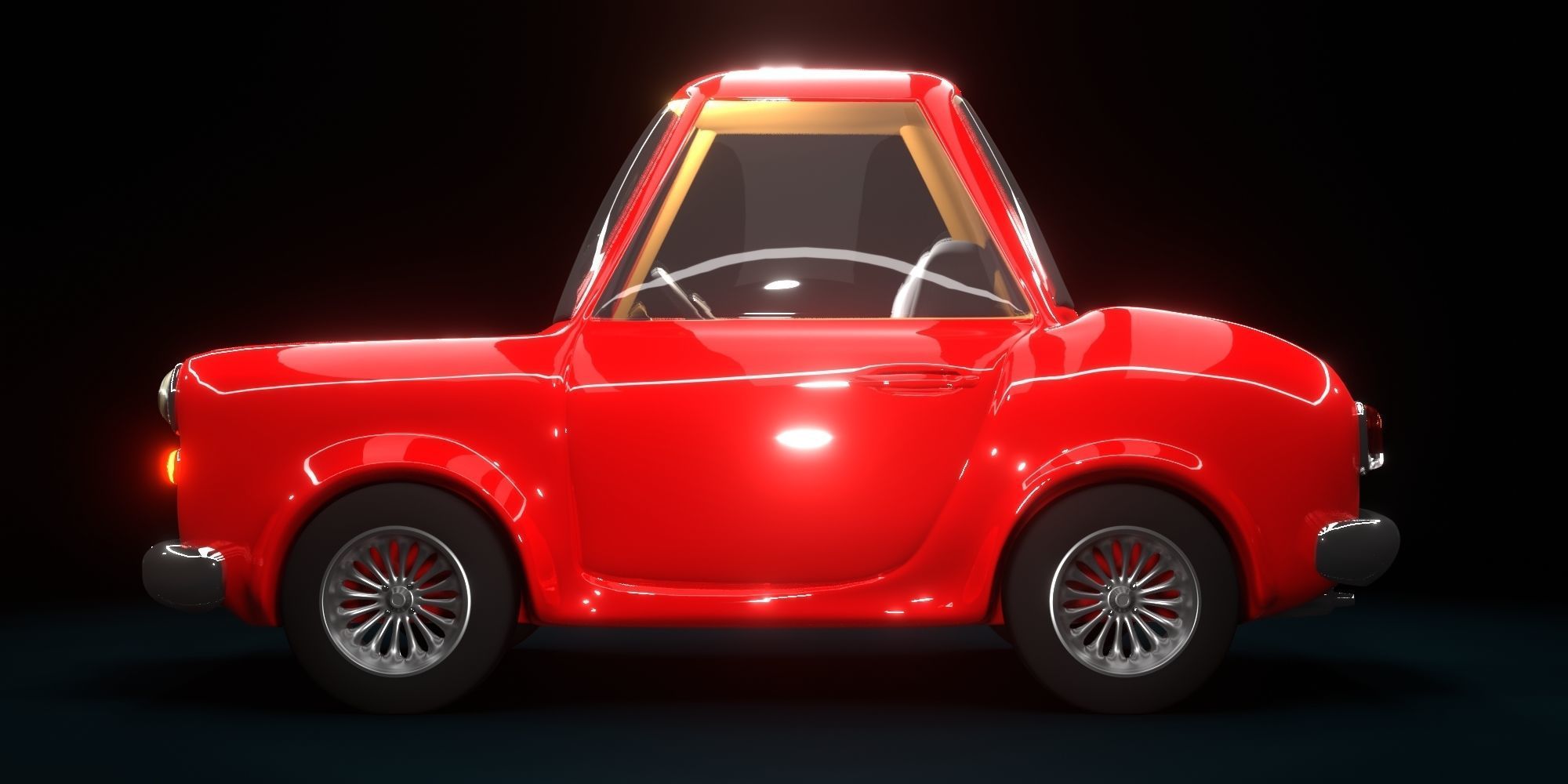 Cartoon Concept Classic Car 3D model_17