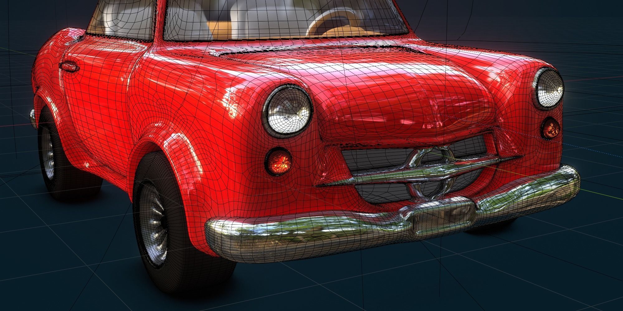 Cartoon Concept Classic Car 3D model_26