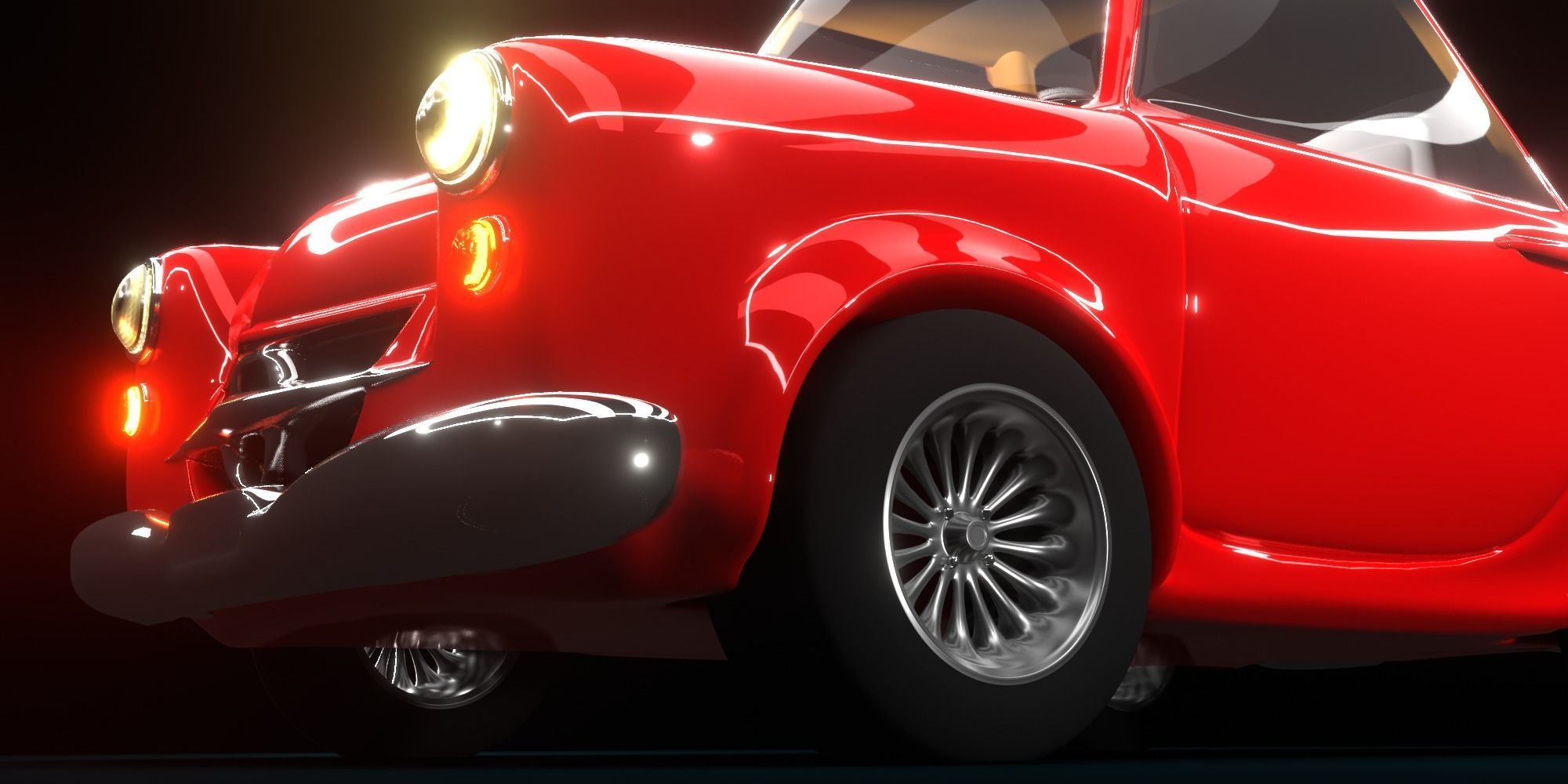 Cartoon Concept Classic Car 3D model_23