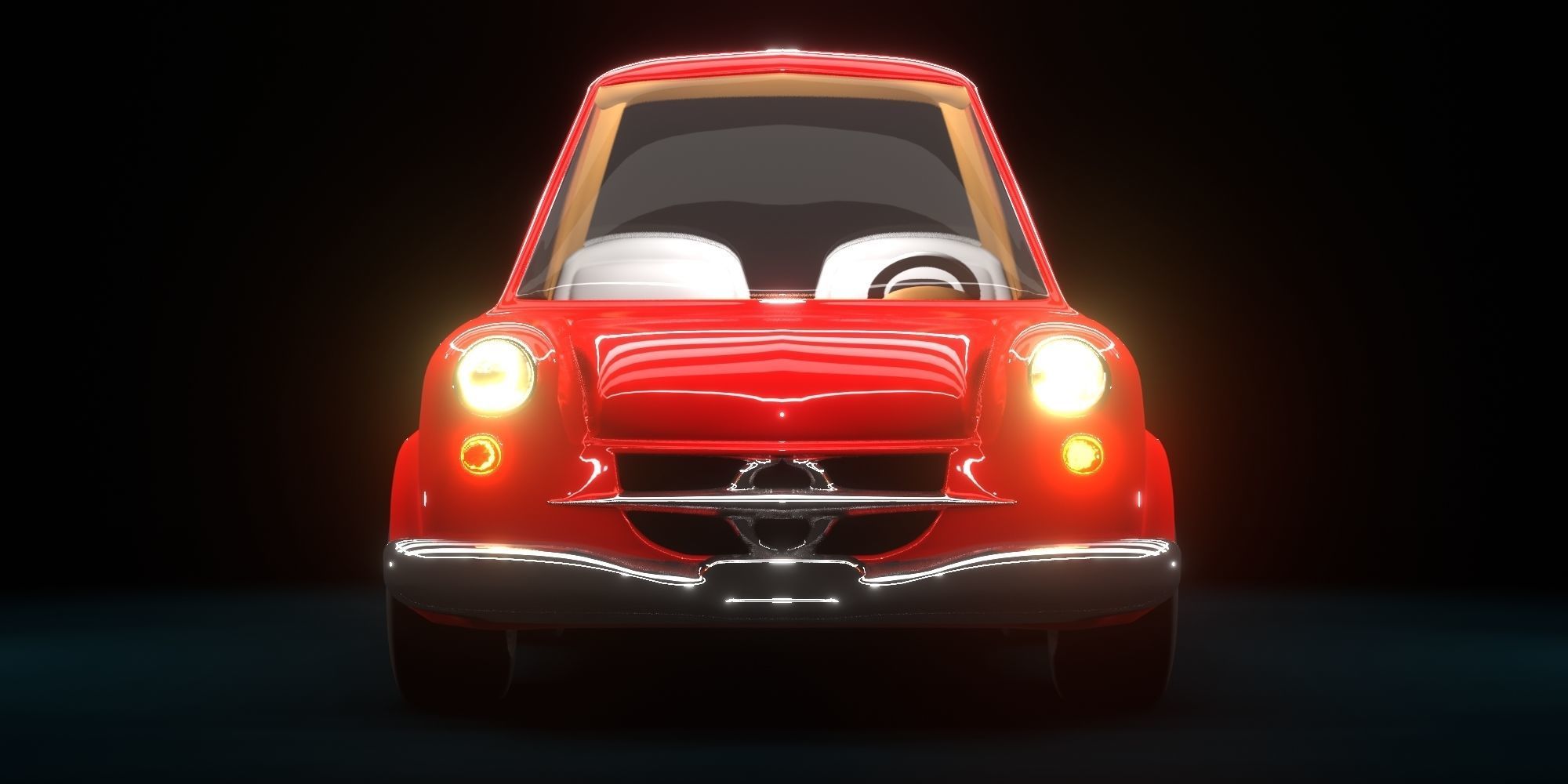Cartoon Concept Classic Car 3D model_13