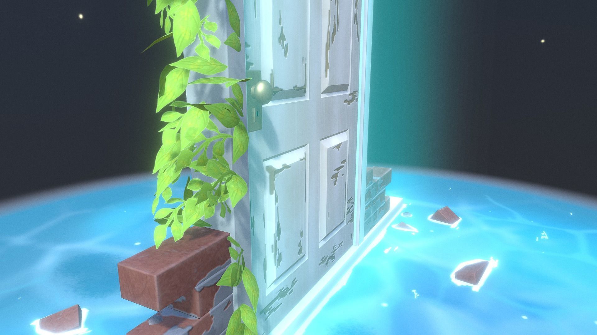 Fantasy Door Low-poly 3D model_7