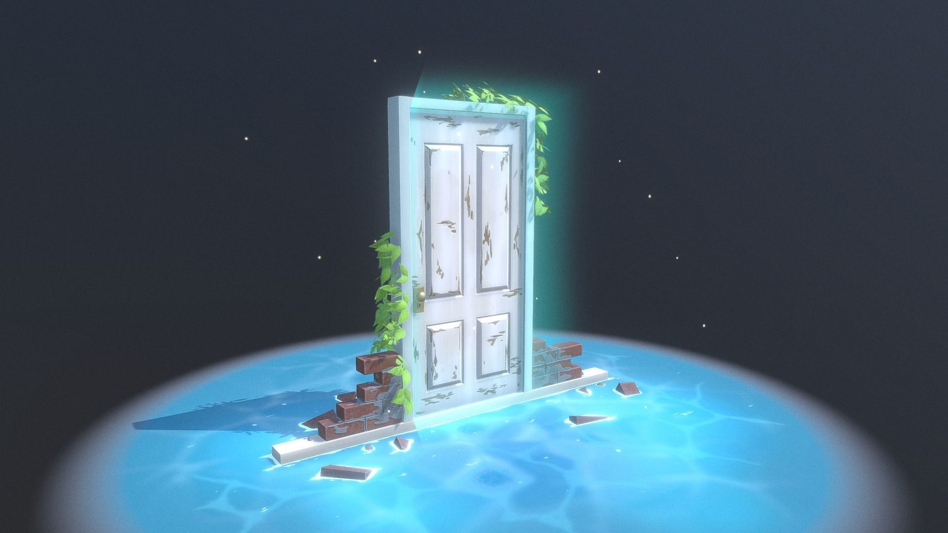 Fantasy Door Low-poly 3D model_1