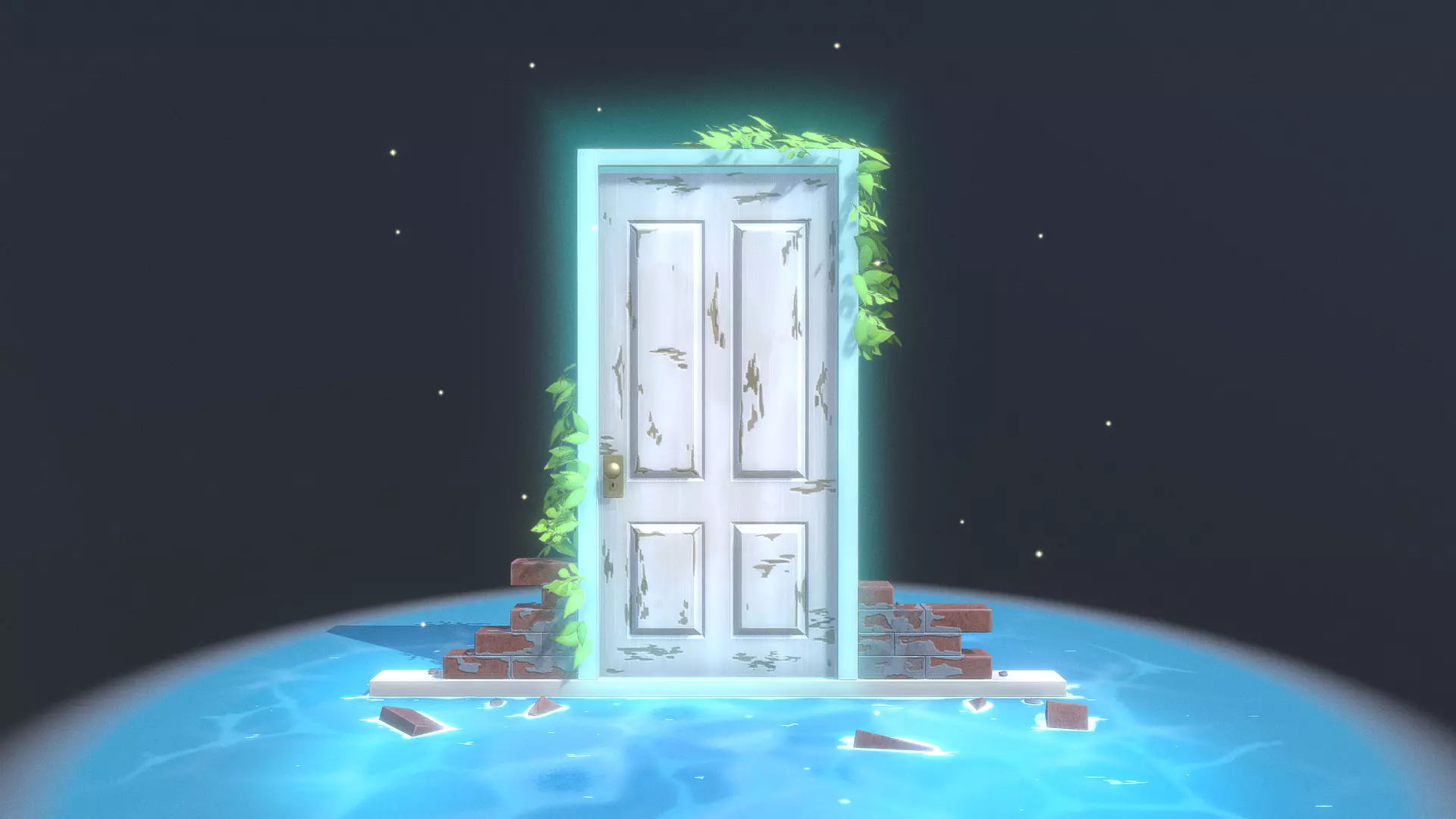 Fantasy Door Low-poly 3D model_0
